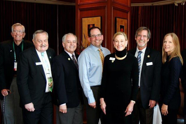 David Barry, Kevin Hughes, Outgoing President Michael Sholer, Treasurer Tim Skeet, President Gloria McCoy, Christopher Hudson, Vice President JoAnn Schwartz. Not pictured (traveling): Secretary Sanford Smith, Pamela Barrus, Ron Endeman.