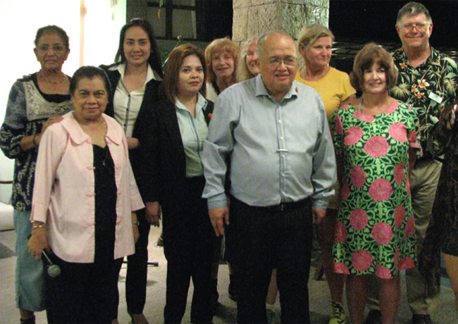 The TCC meets up in the Philippines. From l-r: provisional TCC member Suzi Alias, Sonia Santiago, Cris Monjardin, Lee Ulangca, TCC member Linda Bell, TCC member Debbi Allen, host and TCC member Dominador Buhain, provisional TCC member Dorothy Jackson, provisional TCC member Mary Ann Sunderland, and St. Louis Coordinator Charles Merkel.